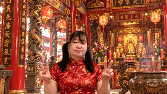 Tomako in a Chinese dress — Photo 24